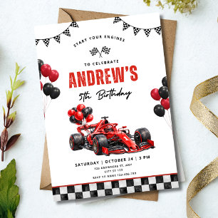 Invitation d'anniversaire de voiture de course pou