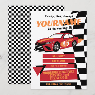 Invitation d'anniversaire de voiture de course (Ro