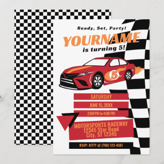 Invitation d'anniversaire de voiture de course (Ro