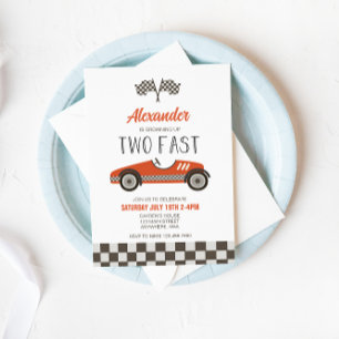 Invitation d'anniversaire de voiture de course rou