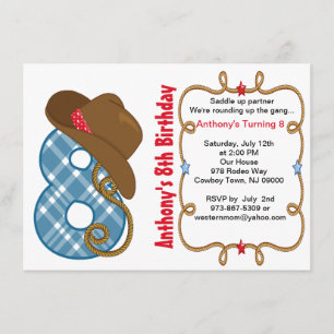 Invitation d'anniversaire de Western Big Eight Boy