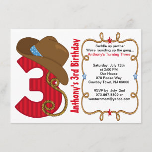 Invitation d'anniversaire de Western Big Three Boy