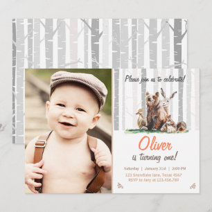 Invitation d'anniversaire de Woodland First Birthd