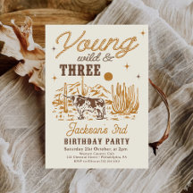 Invitation d'anniversaire de Young, Wild et Three 