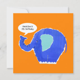 Invitation d'anniversaire d'éléphant personnalisée
