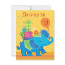 Invitation d'anniversaire d'éléphant personnalisée
