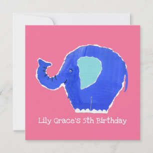 Invitation d'anniversaire d'éléphant personnalisée