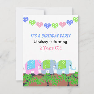 Invitation d'anniversaire d'éléphants indiens