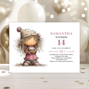 Invitation d'anniversaire des 14 ans d'une fille d