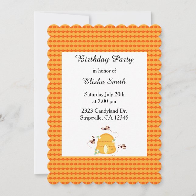 Invitation d'anniversaire des abeilles occupées (Devant)