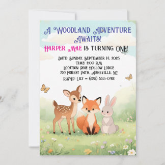 Invitation d'anniversaire des amis de la forêt for