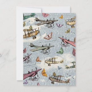 Invitation d'anniversaire des avions et papillons