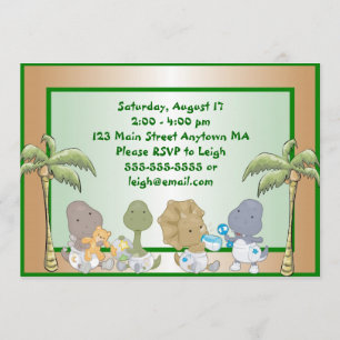 Invitation d'anniversaire des bébés dinosaures