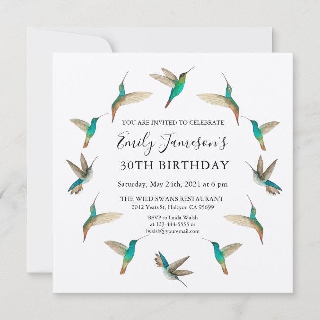 Invitation d'anniversaire des colibris (Devant)
