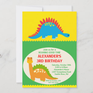 Invitation d'anniversaire des Dinosaures amusants
