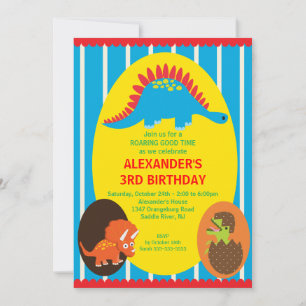 Invitation d'anniversaire des Dinosaures amusants