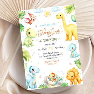 Invitation d'anniversaire des enfants dinosaures