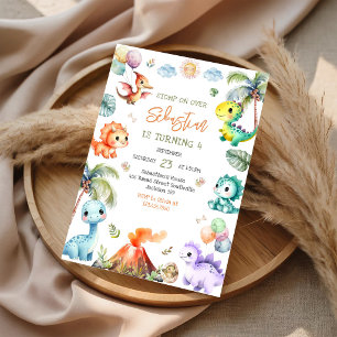 Invitation d'anniversaire des enfants dinosaures