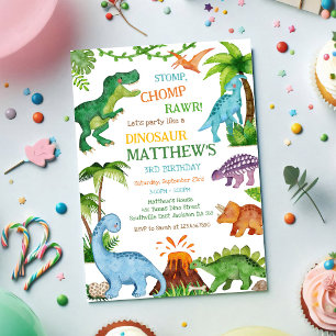 Invitation d'anniversaire des enfants dinosaures