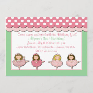 Invitation d'anniversaire des filles de ballet