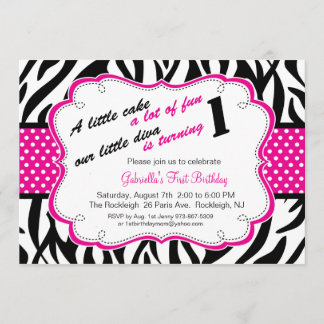 Invitation d'anniversaire des filles Zebra noires 