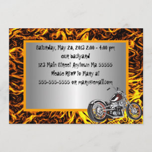 Invitation d'anniversaire des flammes de motocyles