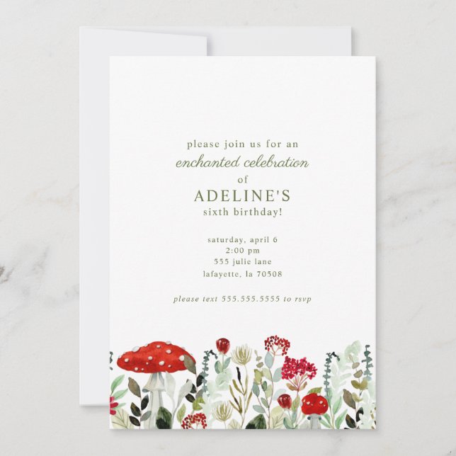 Invitation d'anniversaire des Fleurs sauvages fore (Devant)