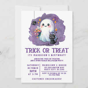 Invitation d'anniversaire "des friandises ou un so