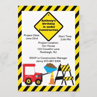 Invitation d'anniversaire des Garçons du chantier
