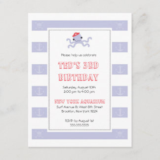 Invitation d'anniversaire des garçons - Octopus pi