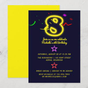 Invitation d'anniversaire des huit ans avec un Ens