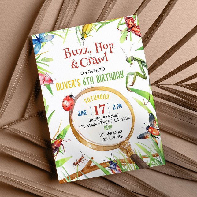 Invitation d'anniversaire des insectes de la natur (Créateur téléchargé)