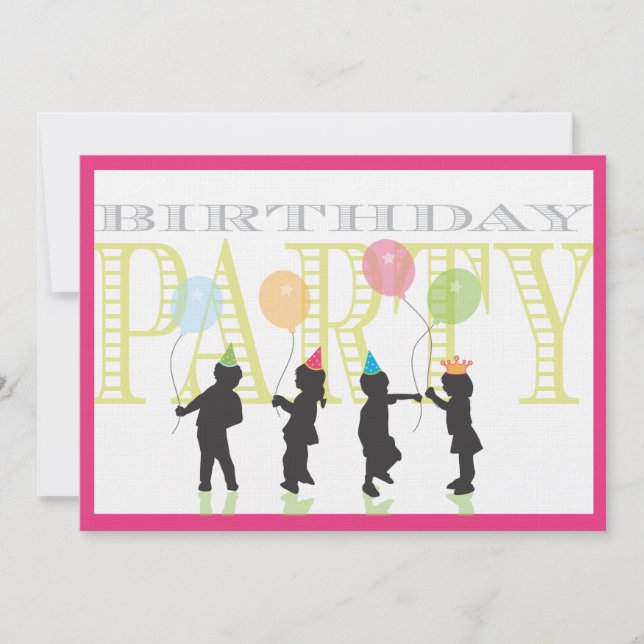 Invitation d'anniversaire des petites filles - ros (Devant)