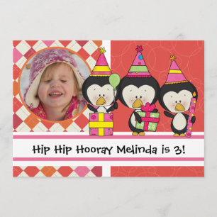 Invitation d'anniversaire des pingouins photo Cust