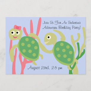 Invitation d'anniversaire des tortues marines