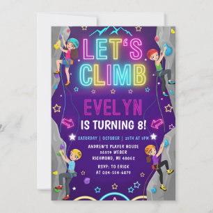 Invitation d'anniversaire d'escalade de fille pers