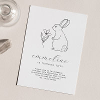Invitation d'anniversaire dessin au trait de lapin