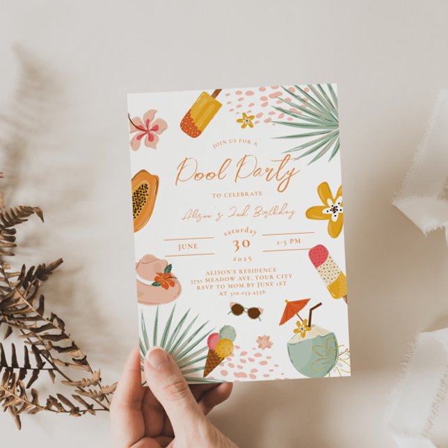 Invitation d'anniversaire d'été à la fête à la pis (Créateur téléchargé)