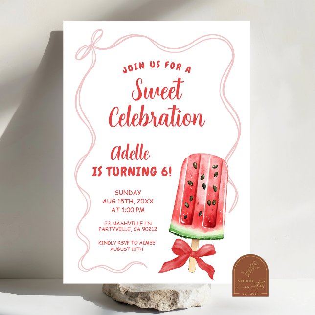 Invitation d'anniversaire d'été pastèque (Créateur téléchargé)