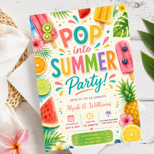 Invitation d'anniversaire d'été Popsicle Fruité Tr