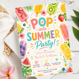 Invitation d'anniversaire d'été Popsicle Piscine F
