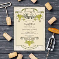 Invitation d'anniversaire d'étiquette de vin - TOU