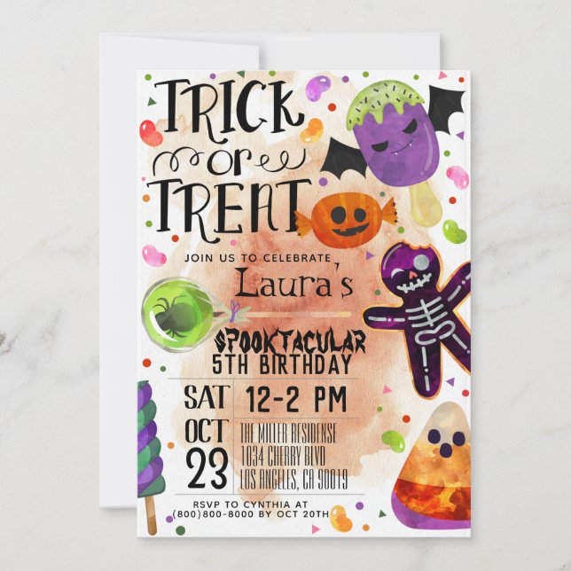 Invitation d'anniversaire d'Halloween (Devant)