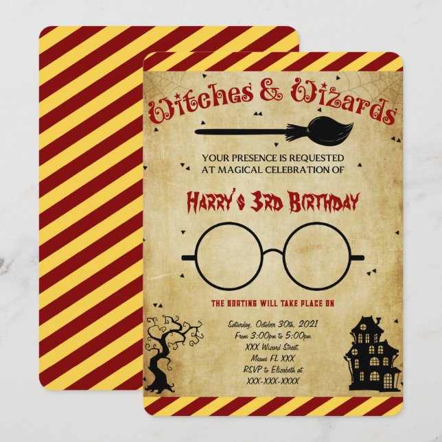 Invitation d'anniversaire d'Halloween (Devant / Derrière)