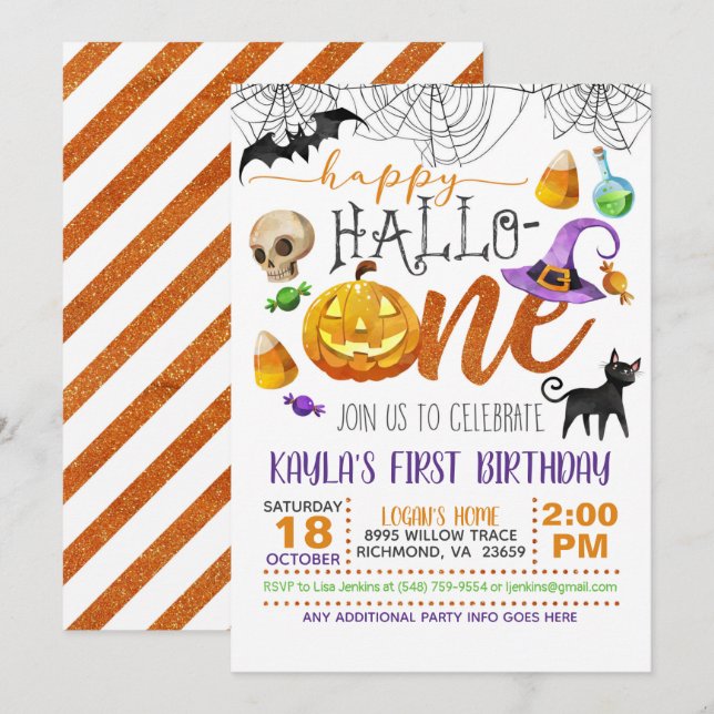 Invitation d'anniversaire d'Halloween (Devant / Derrière)