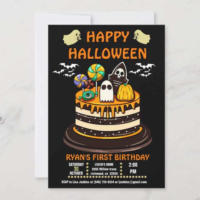 Invitation d'anniversaire d'Halloween (Devant)