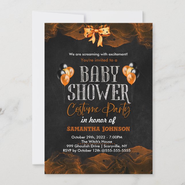 Invitation d'anniversaire d'Halloween avec chauves (Devant)