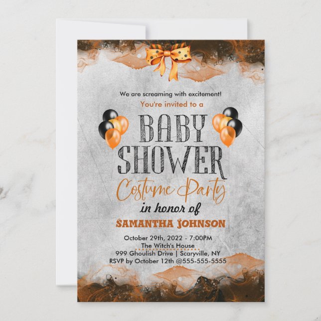 Invitation d'anniversaire d'Halloween avec chauves (Devant)