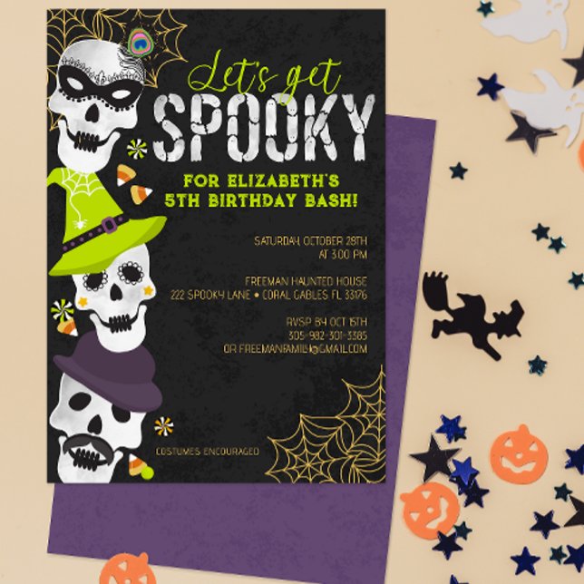 Invitation d'anniversaire d'Halloween Éffrayante (Spooky Halloween Costume Birthday Party Invitation for Any Age)