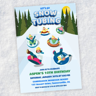 Invitation d'anniversaire d'hiver pour la descente